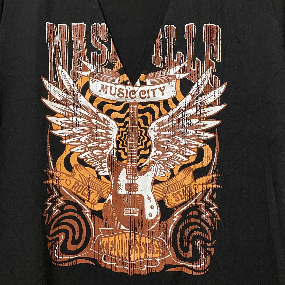 NASHVILLE MUSIC CITY, NWOT, short sleeve black tee, size 2XL